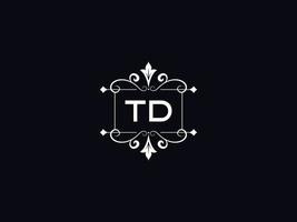 professionell td logotyp, minimalistisk td lyx logotyp brev design vektor