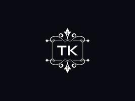 professionelles tk-logo, minimalistisches tk-luxus-logo-briefdesign vektor