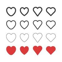 hjärta form ikoner. hjärtan piktogram uppsättning. symbol för hjärtans dag kärlek. vektor