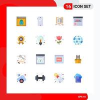 Stock Vector Icon Pack mit 16 Zeilenzeichen und Symbolen für mobiles Lesebuch der Award-Site, editierbares Paket kreativer Vektordesign-Elemente