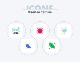 Brasilianischer Karneval Flat Icon Pack 5 Icon Design. Glas. Romantik. Karneval. Champagner. Sonnenblume vektor