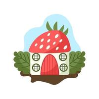 kleines Erdbeerhaus vektor