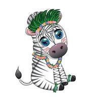 söt zebra i hula dansare kostym, hawaii, barn karaktär. sommar högtider, semester vektor