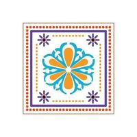 mexikanische Ikone einer Sonnenblume mit Farben vektor