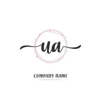 ua Anfangshandschrift und Signatur-Logo-Design mit Kreis. schönes design handgeschriebenes logo für mode, team, hochzeit, luxuslogo. vektor