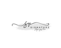 anfängliches sv-schönheitsmonogramm und elegantes logo-design, handschriftliches logo der ersten unterschrift, hochzeit, mode, blumen und botanik mit kreativer vorlage. vektor