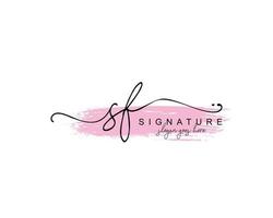 anfängliches sf-schönheitsmonogramm und elegantes logo-design, handschriftliches logo der ersten unterschrift, hochzeit, mode, blumen und botanik mit kreativer vorlage. vektor