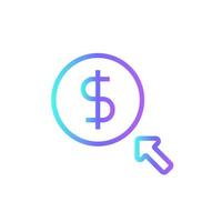 Pay-per-Click-Fintech-Startup-Symbole mit blauem Gradienten-Umrissstil vektor