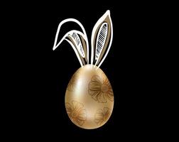 glad påsk. set med kaninöron. guld ägg. handritad illustration. vektor