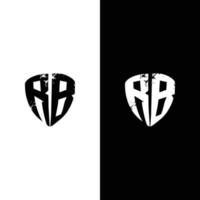 rb-Logo-Monogramm mit Schildform-Designvorlage vektor