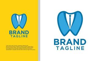 Logo-Illustration Vektorgrafik des Business-Anzugs kombiniert mit Zähnen. fit für zahnarzt, zahnarzt, etc vektor