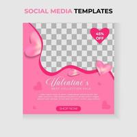 happy valentinstag social media post banner vorlage. rosa hintergrund mit wellenformen. vektor