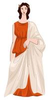 Frau, die römisches Kleid oder Gewand trägt, altertümlicher Look vektor