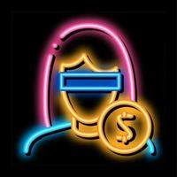 anonyme frau dollar münze neonglühen symbol illustration vektor