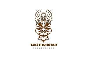 braunes Tiki-Monster-Logo-Illustrationsdesign isoliert auf weißem Hintergrund vektor