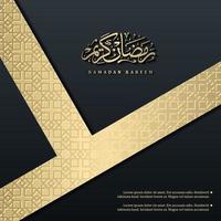islamische gruß ramadan kareem karte quadratischer hintergrund schwarzes gold farbdesign für islamische party vektor