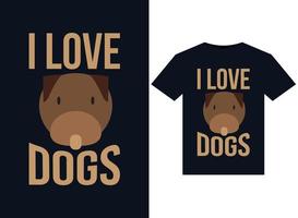 jag kärlek hundar illustrationer för tryckfärdig t-tröjor design vektor