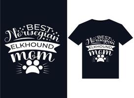 bäst norska älghund mamma illustrationer för tryckfärdig t-tröjor design vektor