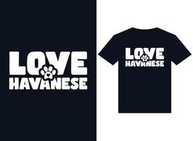 liebe Havaneser-Illustrationen für druckfertige T-Shirt-Designs vektor
