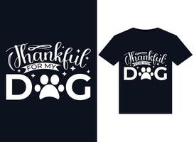 dankbar für meine Hundeillustrationen für druckfertige T-Shirt-Gestaltung vektor