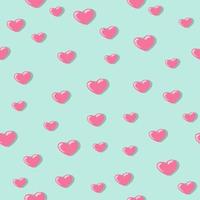 sömlös mönster av rosa hjärtan på en turkos bakgrund. vektor illustration