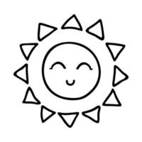 hand dragen Lycklig Sol emoji. sommar klotter. enda vektor element för design