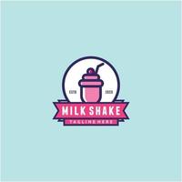 milkshake logotyp design. ljuv drycker emblem. smaskigt milkshake vektor ikon.