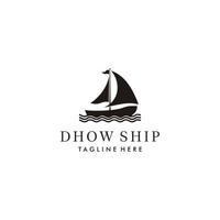 Silhouette des Dhau-Logo-Designs. Design-Inspirationsvektor für Dau oder Schiffslogo. traditionelle segelbootillustration vektor
