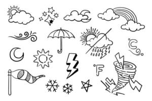 Vektor-Set von Wetter-Doodle-Elementen für Designzwecke vektor