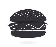 Silhouettensymbol des Cheeseburgers vektor