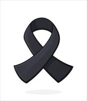 svart Färg band, internationell symbol av melanom och hud cancer medvetenhet. klistermärke med kontur. isolerat på vit bakgrund vektor