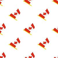 Nahtloses Muster mit Flaggen Kanadas auf Fahnenmast auf weißem Hintergrund vektor
