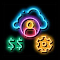 mänsklig arbetssätt för pengar neon glöd ikon illustration vektor