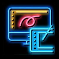 zeichnung design tablet und computerbildschirm neon glühen symbol illustration vektor