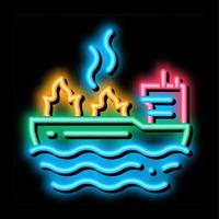 brand på fartyg neon glöd ikon illustration vektor