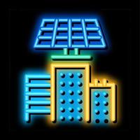 smart city solarenergie neonglühen symbol illustration vektor