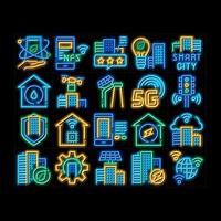 smart stad teknologi neon glöd ikon illustration vektor