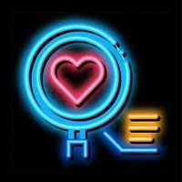 hjärta forskning neon glöd ikon illustration vektor