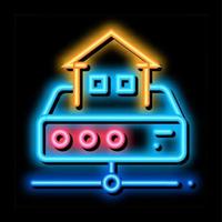 Remote-Work-Server-Neon-Glow-Symbol-Illustration vektor