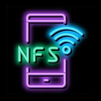smartphone nfc zahlung app neonglühen symbol illustration vektor