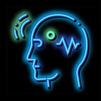 hjärna telepatisk kontrollera neon glöd ikon illustration vektor