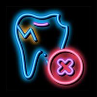 tandläkare stomatologi ohälsosam tand neon glöd ikon illustration vektor
