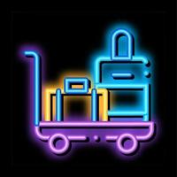 gepäckwagen mit valise neonglühen symbol illustration vektor