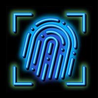 Fingerabdruck-Daktylogramm-Scanner Neonlicht-Symbol-Illustration vektor