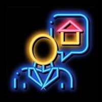 karaktär man tänkande dröm köpa hus neon glöd ikon illustration vektor