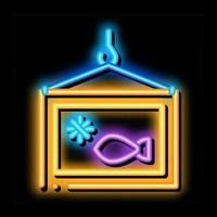 gefrorene fischbox neonglühen symbol illustration vektor