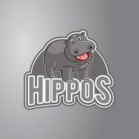 Hippo-Illustrationsdesign-Abzeichen vektor