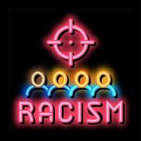rasism mål syfte neon glöd ikon illustration vektor
