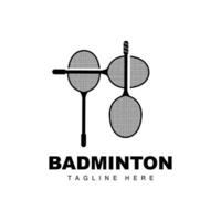 Badminton-Logo, Sportspielvektor mit Federballschläger, Sportzweigdesign, Vorlagensymbol vektor