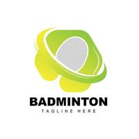 Badminton-Logo, Sportspielvektor mit Federballschläger, Sportzweigdesign, Vorlagensymbol vektor